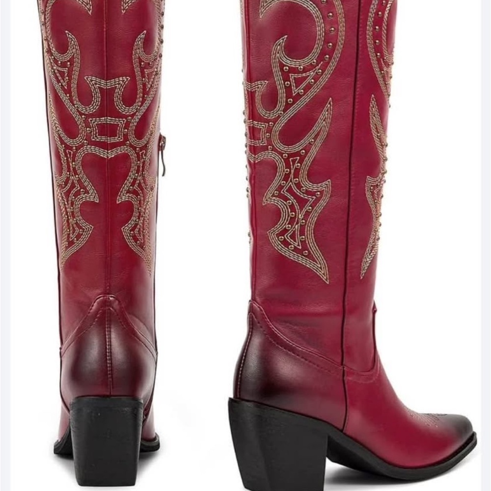 Red Embroidered Cowboy Boots - image 5